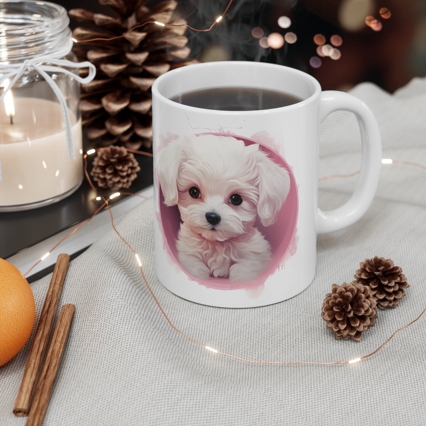 French Bichon - Pink Background