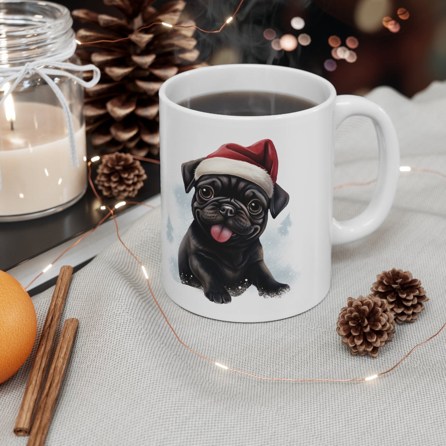 Pug -  Christmas Pup (Black)