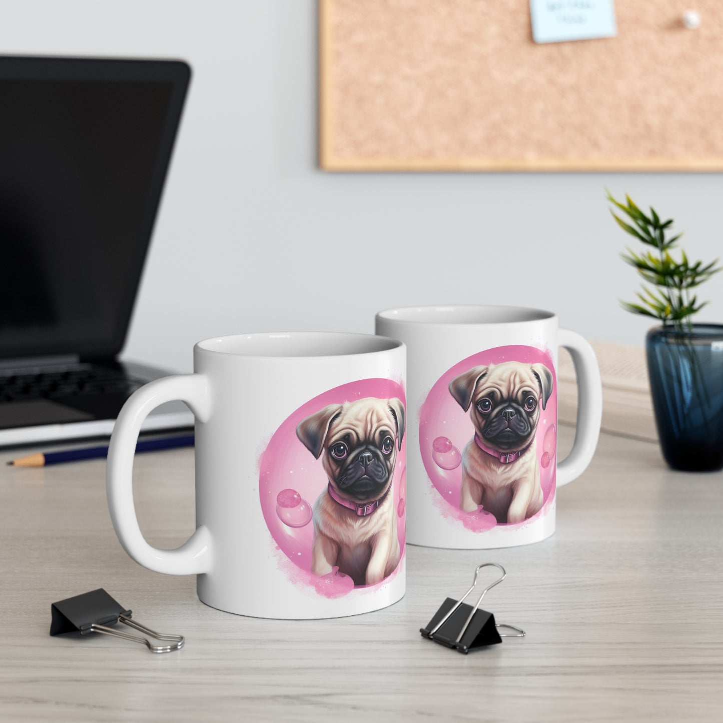 Pug - Pink Bubbles