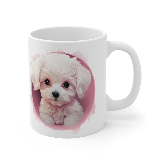 French Bichon - Pink Background