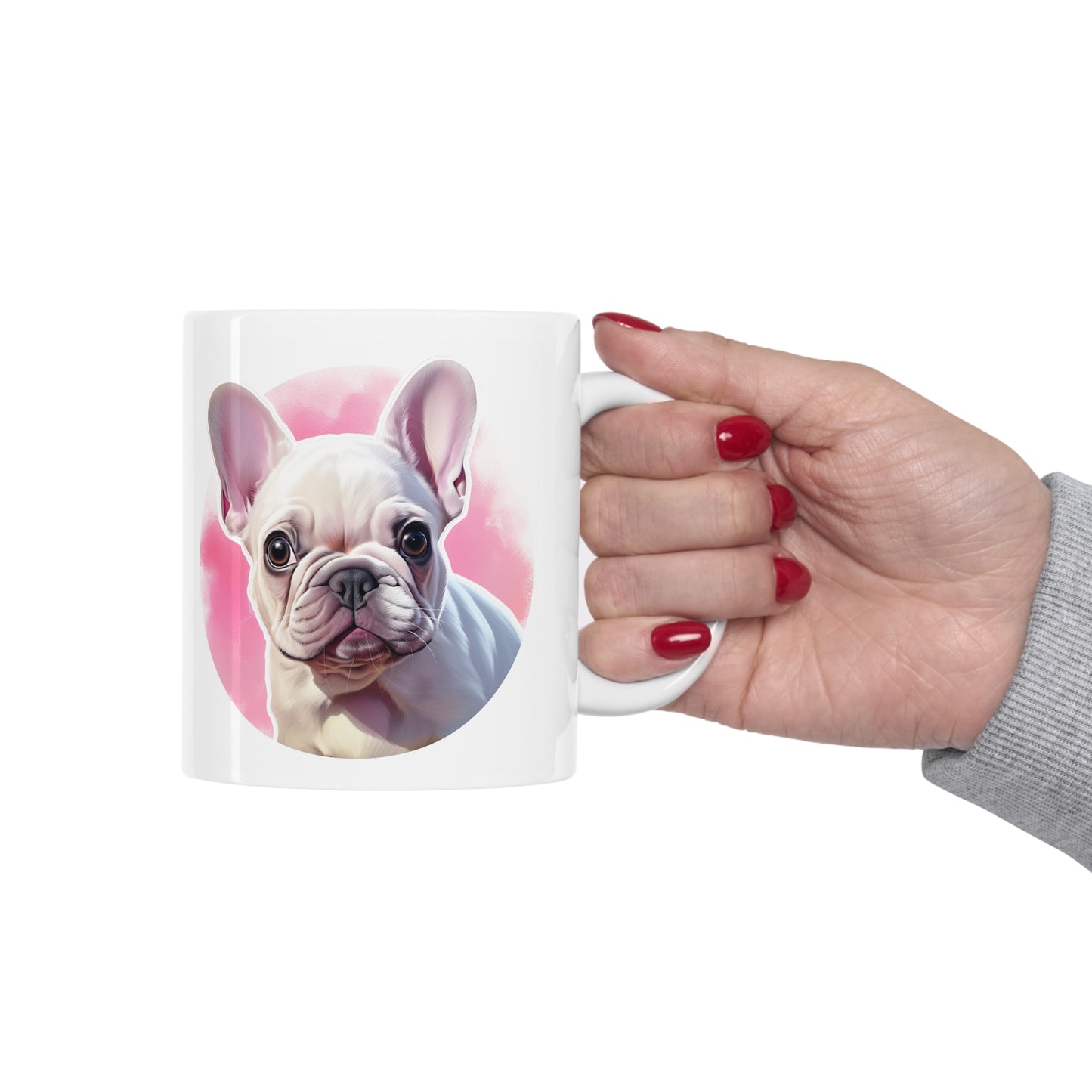 French Bulldog - All White w/ Pink Accent