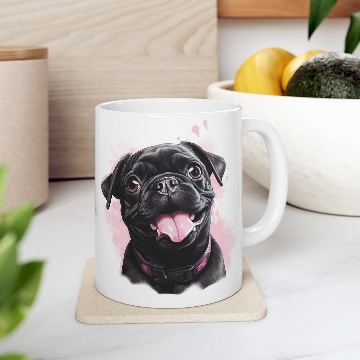 Pug -  Black w/Pink Bubbles