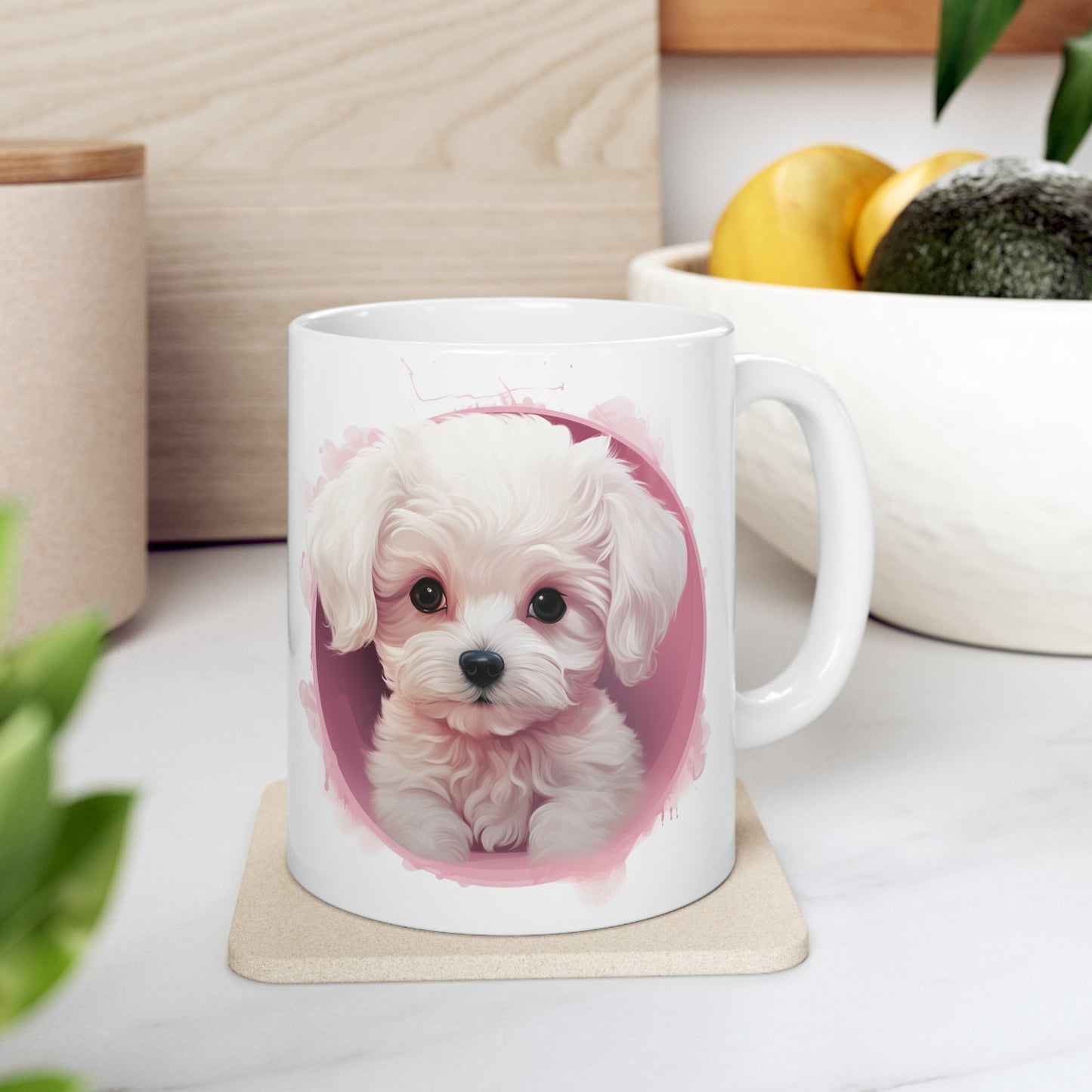 French Bichon - Pink Background