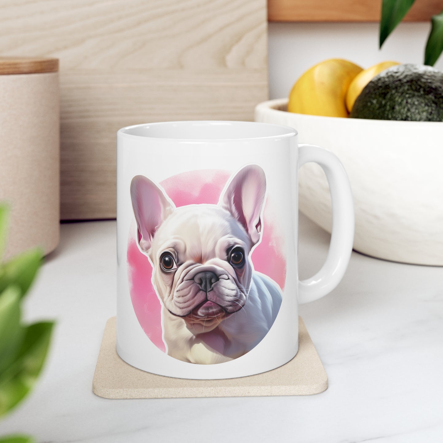 French Bulldog - All White w/ Pink Accent