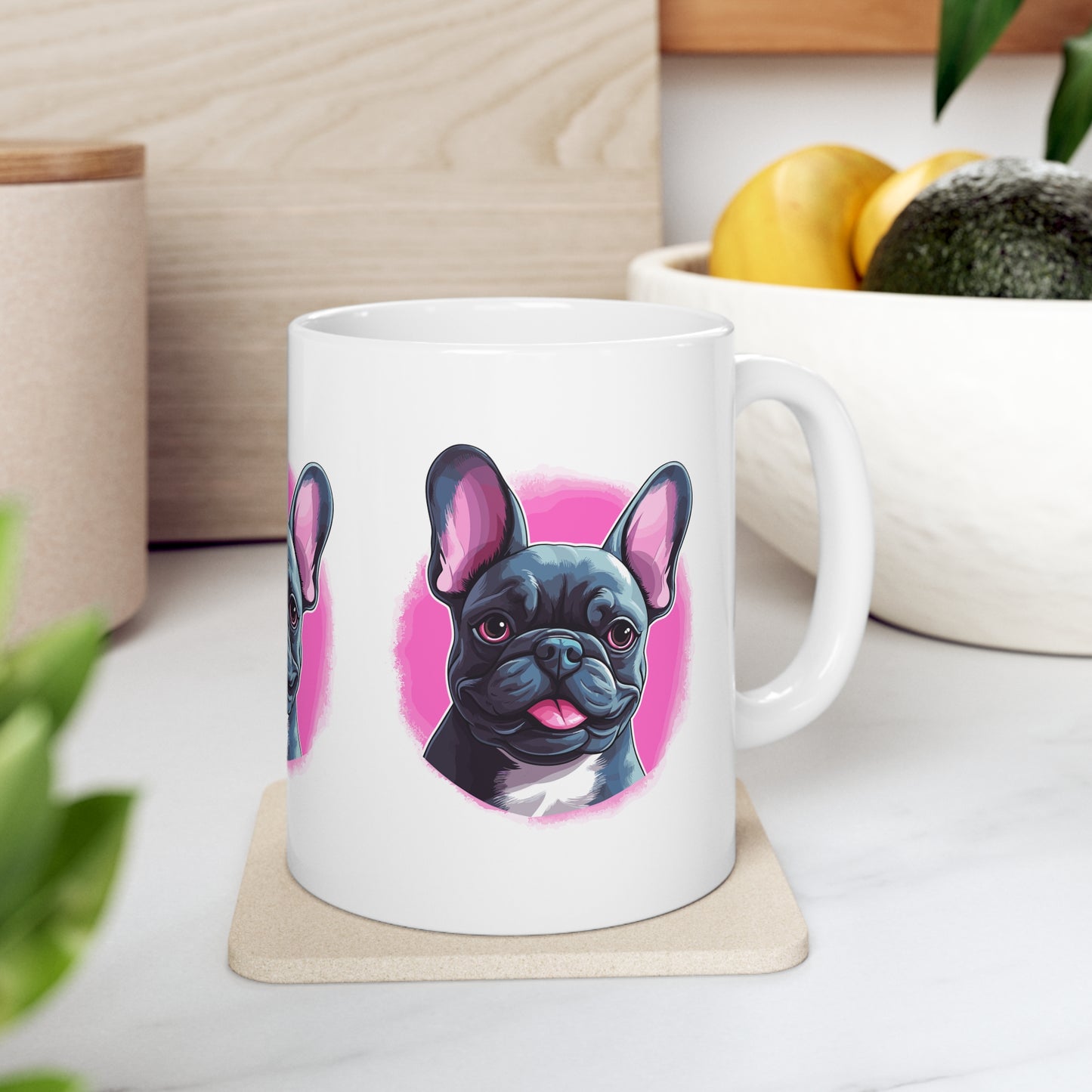 Black Frenchie (Pink Background)