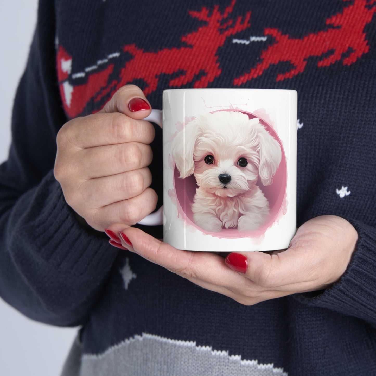 French Bichon - Pink Background