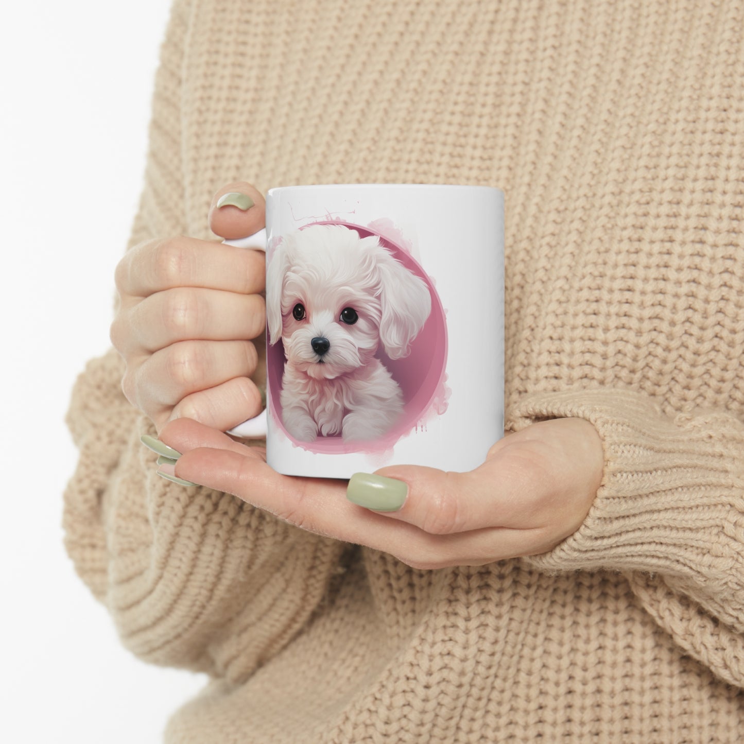 French Bichon - Pink Background