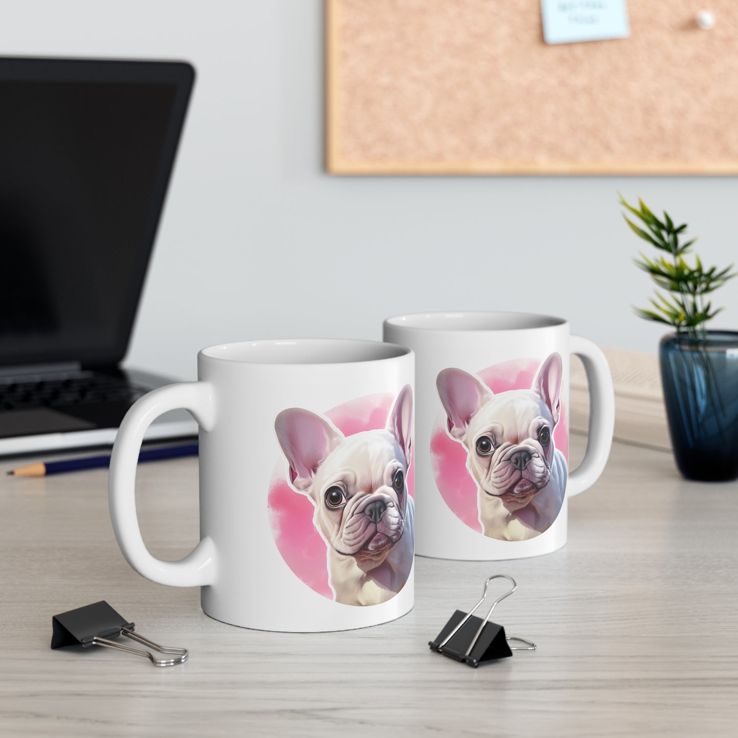 French Bulldog - All White w/ Pink Accent