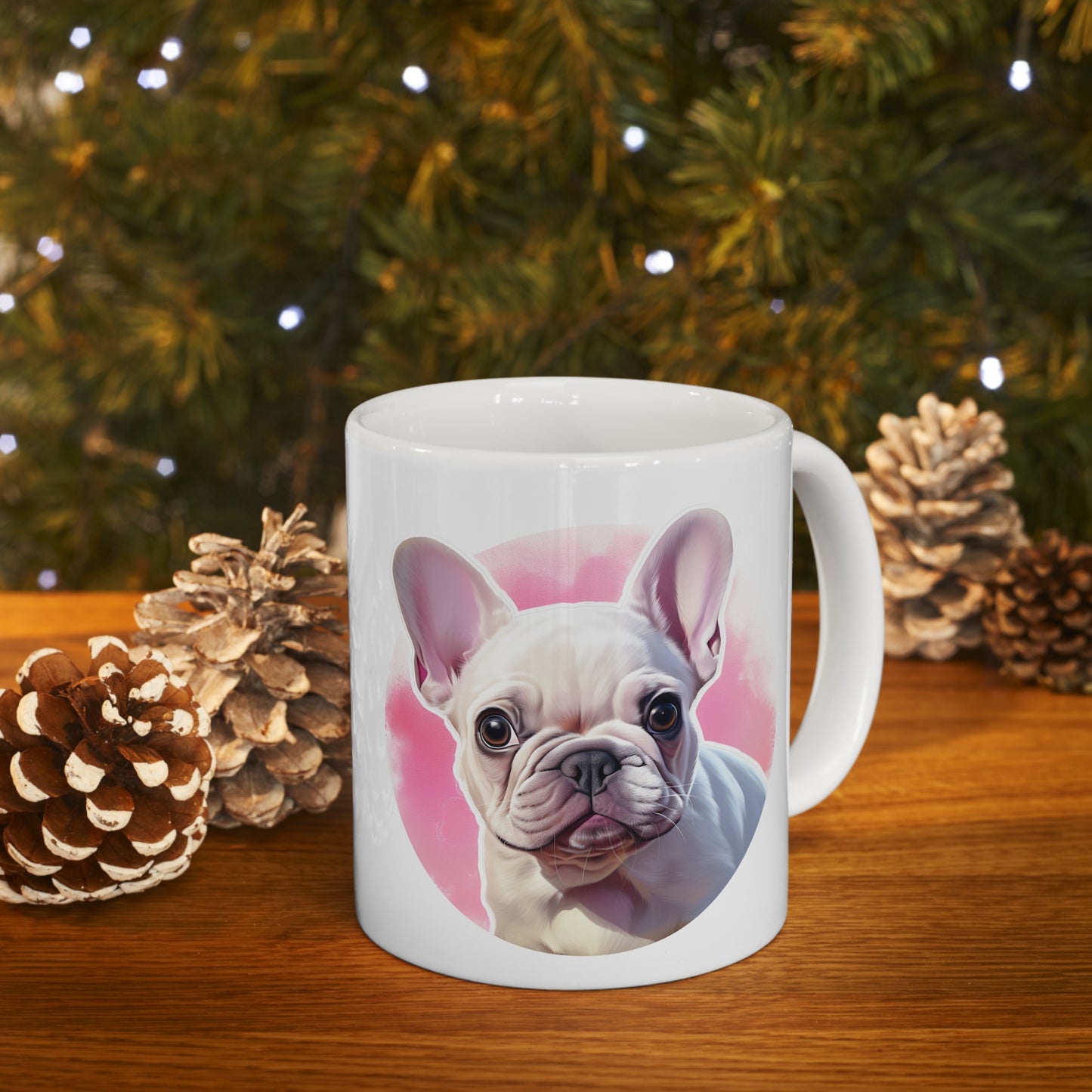 French Bulldog - All White w/ Pink Accent