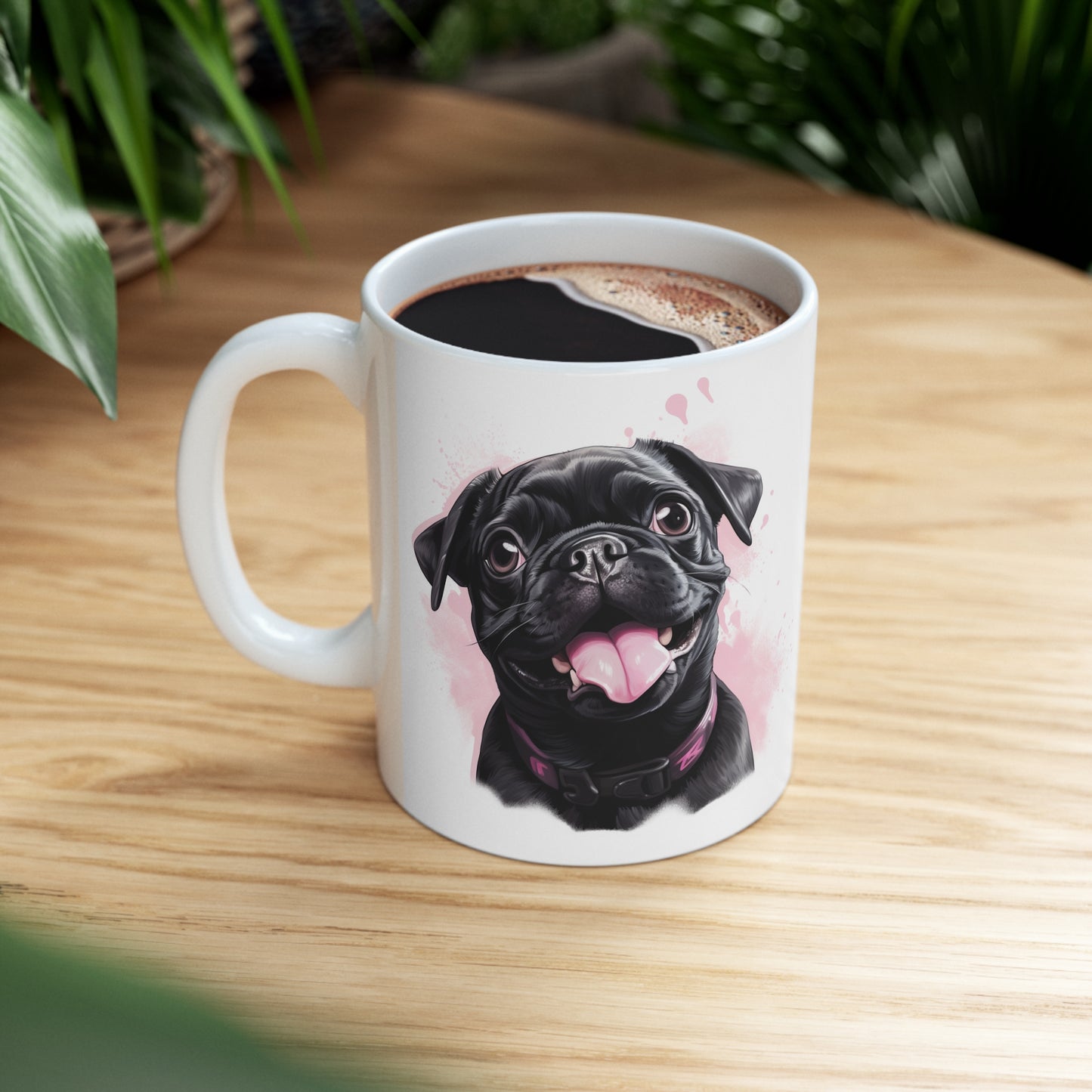 Pug -  Black w/Pink Bubbles