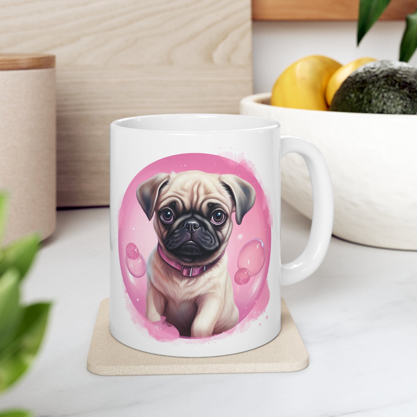 Pug - Pink Bubbles