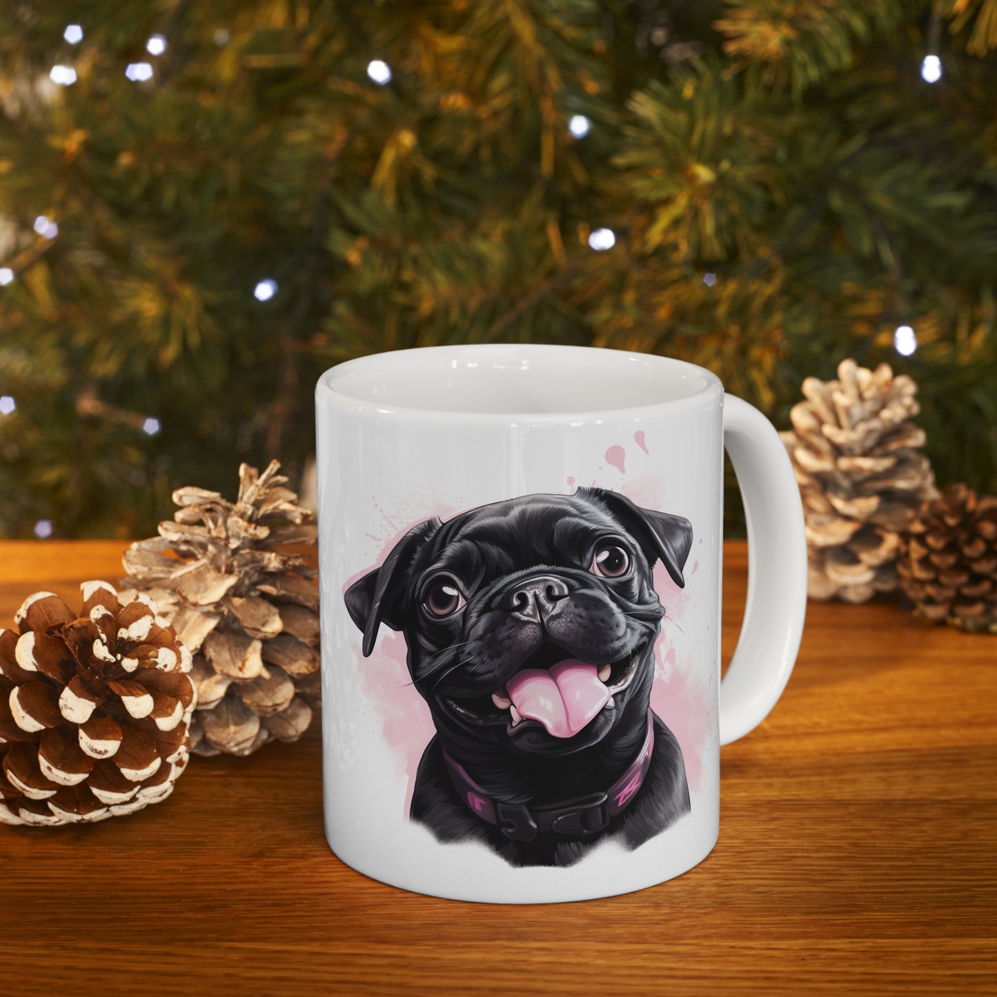 Pug -  Black w/Pink Bubbles